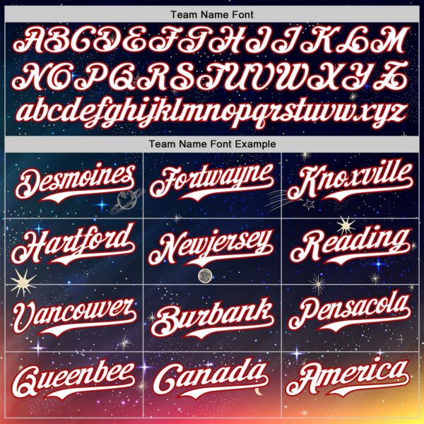 Custom Navy White-Red 3D Pattern Design Space Galaxy Star Authentic Baseball Jersey