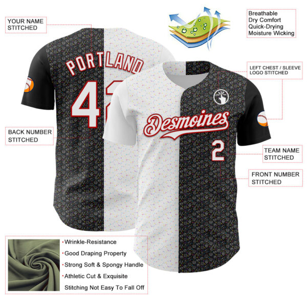 Custom Black White-Red 3D Pattern Design Constellation Space Galaxy Star Authentic Baseball Jersey