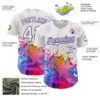 Custom White Purple 3D Pattern Design Graffiti Splash And Constellation Space Galaxy Star Authentic Baseball Jersey