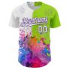 Custom Neon Green White-Purple 3D Pattern Design Graffiti Splash And Constellation Space Galaxy Star Authentic Baseball Jersey
