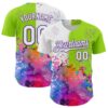 Custom Neon Green White-Purple 3D Pattern Design Graffiti Splash And Constellation Space Galaxy Star Authentic Baseball Jersey