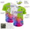 Custom Neon Green White-Purple 3D Pattern Design Graffiti Splash And Constellation Space Galaxy Star Authentic Baseball Jersey