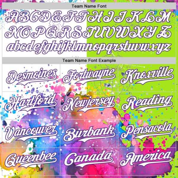 Custom Neon Green White-Purple 3D Pattern Design Graffiti Splash And Constellation Space Galaxy Star Authentic Baseball Jersey