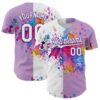 Custom Light Purple White-Purple 3D Pattern Design Graffiti Splash Authentic Baseball Jersey