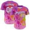 Custom Purple White 3D Pattern Design Graffiti Splash Authentic Baseball Jersey