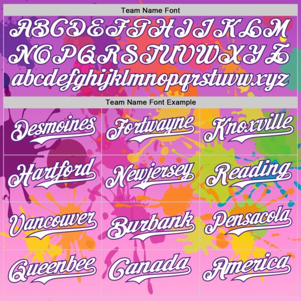 Custom Purple White 3D Pattern Design Graffiti Splash Authentic Baseball Jersey