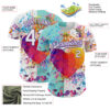 Custom White Ice Blue-Purple 3D Pattern Design Graffiti Splash Authentic Baseball Jersey
