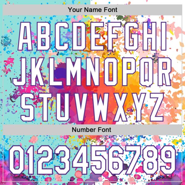 Custom White Ice Blue-Purple 3D Pattern Design Graffiti Splash Authentic Baseball Jersey