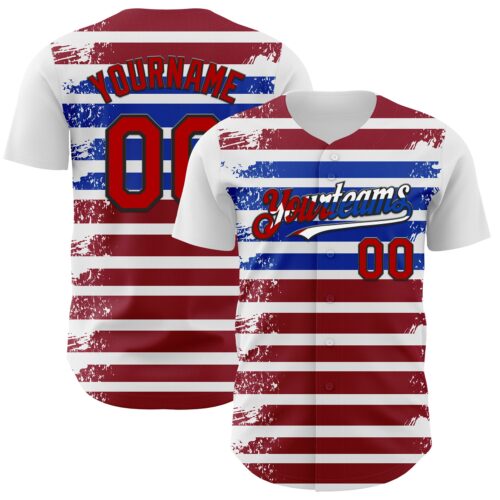 Custom White Red Black Cuban Flag-Blue 3D Cuba Authentic Baseball Jersey