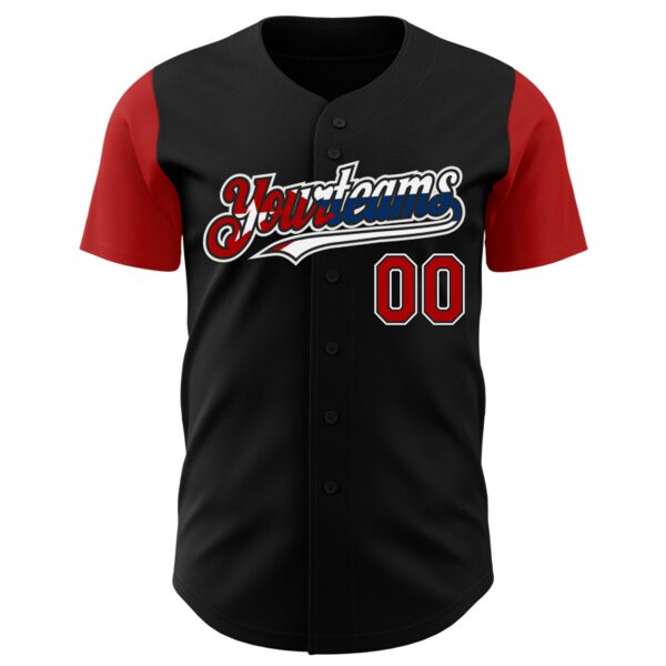 Custom Black Red White-Cuban Flag 3D Cuba Authentic Baseball Jersey
