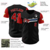 Custom Black Red White-Cuban Flag 3D Cuba Authentic Baseball Jersey