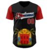 Custom Black Red White-Cuban Flag 3D Cuba Authentic Baseball Jersey