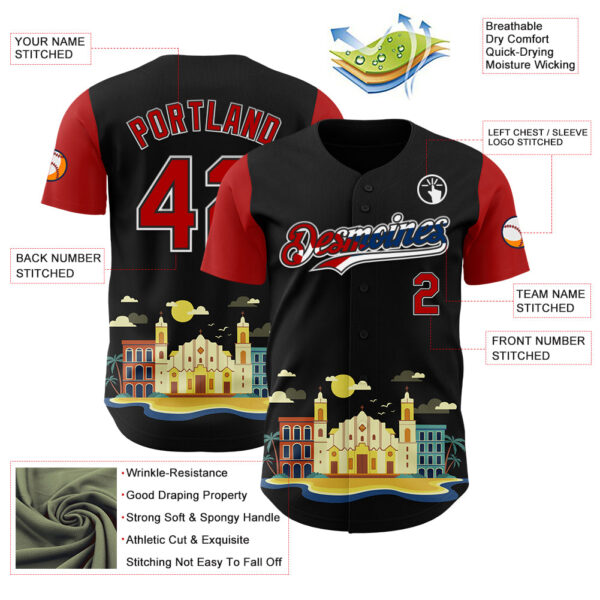 Custom Black Red White-Cuban Flag 3D Cuba Santiago Authentic Baseball Jersey