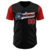 Custom Black Red White-Puerto Rican Flag 3D Puerto Rico Authentic Baseball Jersey