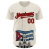 Custom Cream Red-Black 3D Cuba Santiago Cuban Flag Authentic Baseball Jersey