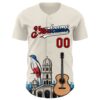 Custom Cream Red Black-Cuban Flag 3D Cuba Santiago Authentic Baseball Jersey