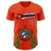 Custom Orange Red White Cuban Flag-Black 3D Cuba Authentic Baseball Jersey
