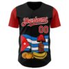 Custom Black Red-White 3D Cuba Cuban Flag Authentic Baseball Jersey