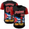 Custom Black Red-White 3D Cuba Cuban Flag Authentic Baseball Jersey