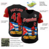 Custom Black Red-White 3D Cuba Cuban Flag Authentic Baseball Jersey