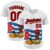 Custom White Red-Black 3D Cuba Cuban Flag Authentic Baseball Jersey