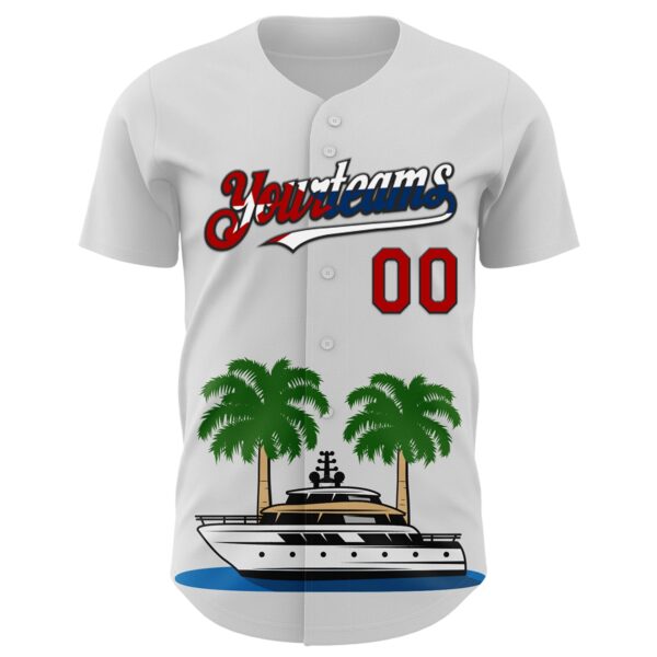Custom White Red Black-Cuban Flag 3D Cuba Authentic Baseball Jersey