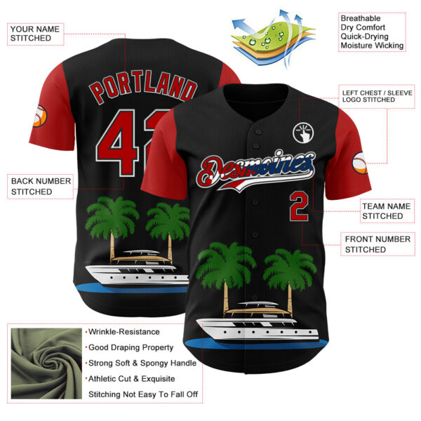 Custom Black Red White-Cuban Flag 3D Cuba Authentic Baseball Jersey
