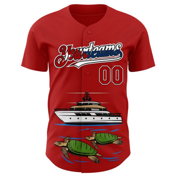 Custom Red Black White-Cuban Flag 3D Cuba Authentic Baseball Jersey