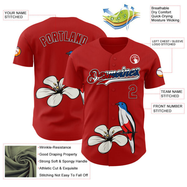 Custom Red Black White-Cuban Flag 3D Cuba Authentic Baseball Jersey