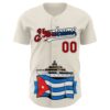 Custom Cream Red Black White-Cuban Flag 3D Cuba Authentic Baseball Jersey