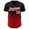 Custom Black White-Red 3D Gradient Square Shape Authentic Baseball Jersey