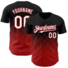 Custom Black White-Red 3D Gradient Square Shape Authentic Baseball Jersey
