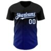 Custom Black White-Royal 3D Gradient Square Shape Authentic Baseball Jersey