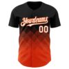 Custom Black White-Orange 3D Gradient Square Shape Authentic Baseball Jersey