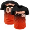 Custom Black White-Orange 3D Gradient Square Shape Authentic Baseball Jersey