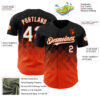 Custom Black White-Orange 3D Gradient Square Shape Authentic Baseball Jersey