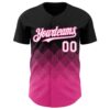 Custom Black White-Pink 3D Gradient Square Shape Authentic Baseball Jersey