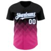 Custom Black White Pink-Light Blue 3D Gradient Square Shape Authentic Baseball Jersey