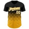 Custom Black White-Gold 3D Gradient Square Shape Authentic Baseball Jersey
