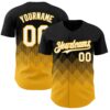 Custom Black White-Gold 3D Gradient Square Shape Authentic Baseball Jersey
