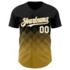 Custom Black White-Old Gold 3D Gradient Square Shape Authentic Baseball Jersey