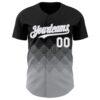Custom Black White-Gray 3D Gradient Square Shape Authentic Baseball Jersey