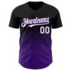 Custom Black White-Purple 3D Gradient Square Shape Authentic Baseball Jersey