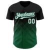 Custom Black White-Kelly Green 3D Gradient Square Shape Authentic Baseball Jersey