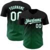 Custom Black White-Kelly Green 3D Gradient Square Shape Authentic Baseball Jersey