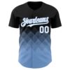 Custom Black White-Light Blue 3D Gradient Square Shape Authentic Baseball Jersey