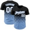 Custom Black White-Light Blue 3D Gradient Square Shape Authentic Baseball Jersey