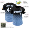 Custom Black White-Light Blue 3D Gradient Square Shape Authentic Baseball Jersey