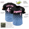 Custom Black White Light Blue-Pink 3D Gradient Square Shape Authentic Baseball Jersey