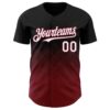 Custom Black White-Crimson 3D Gradient Square Shape Authentic Baseball Jersey